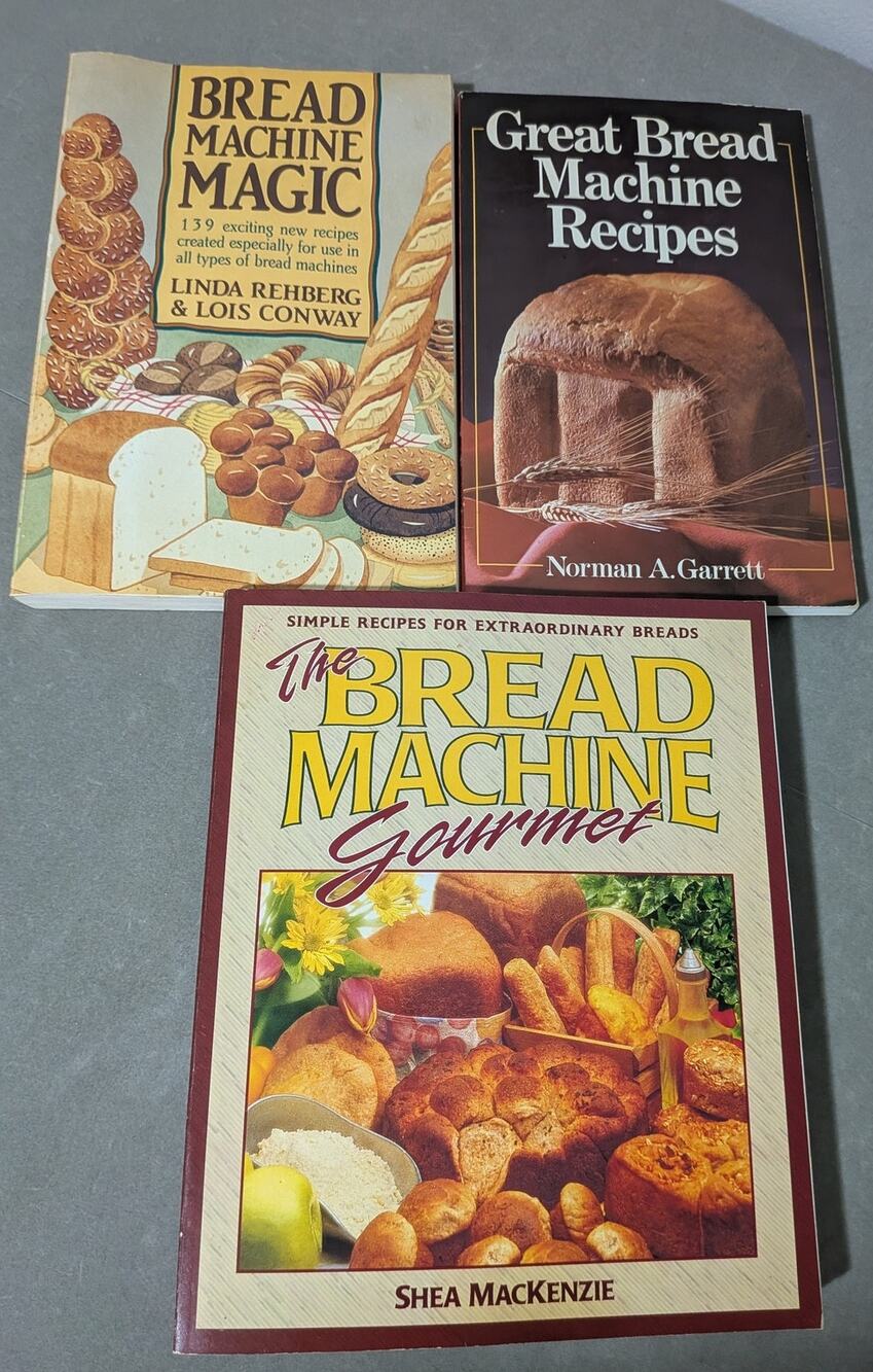 Lot of 3 Vintage Bread Machine Cookbooks Magic Gourmet Recipes 90s Retro Baking